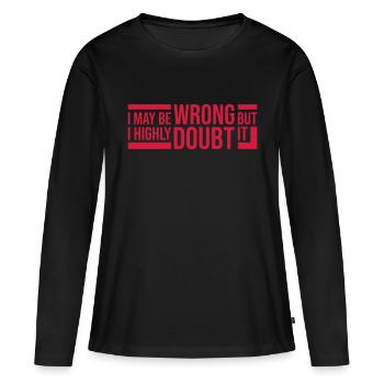 Je peux me tromper - T-shirt manches longues Premium bio Femme - noir - Devant - Julia (174cm)