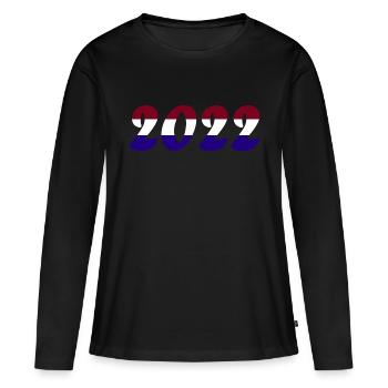 Équipe nationale des Pays-Bas - T-shirt manches longues Premium bio Femme - noir - Devant - Julia (174cm)
