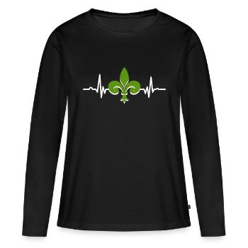 Fleur de Lis Lys Battement de Coeur - T-shirt manches longues Premium bio Femme - noir - Devant - Julia (174cm)