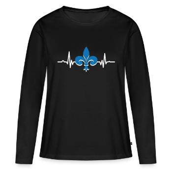 Fleur de Lis Lys Battement de Coeur - T-shirt manches longues Premium bio Femme - noir - Devant - Julia (174cm)
