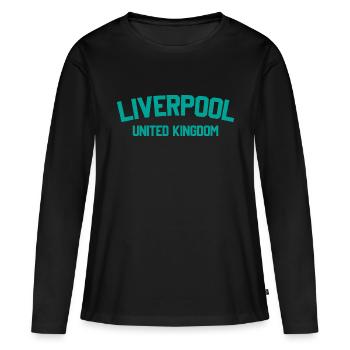 Liverpool Royaume-Uni - T-shirt manches longues Premium bio Femme - noir - Devant - Julia (174cm)