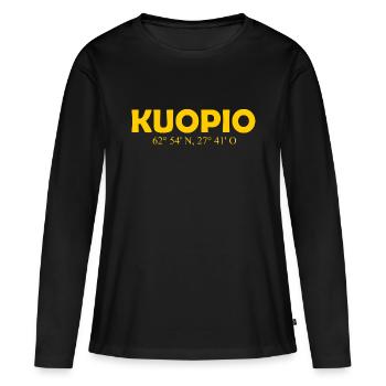 Kuopio - Finlande - Coordonnées - Longitude - T-shirt manches longues Premium bio Femme - noir - Devant - Julia (174cm)
