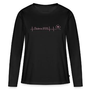 Bauherr Bauherrin Herzschlag Hausbau Baustelle - Frauen Premium Bio Langarmshirt - Schwarz - Vorne - Julia (174cm)