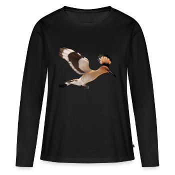 Illustration d’oiseau huppe - T-shirt manches longues Premium bio Femme - noir - Devant - Julia (174cm)
