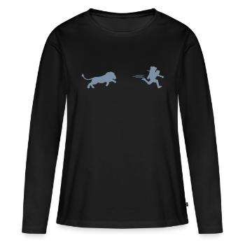 Lion - T-shirt manches longues Premium bio Femme - noir - Devant - Julia (174cm)