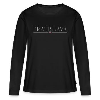 Bratislava : charme sur le Danube - T-shirt manches longues Premium bio Femme - noir - Devant - Julia (174cm)