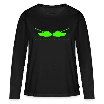 panzer - Frauen Premium Bio Langarmshirt - Schwarz - Vorne - Julia (174cm)