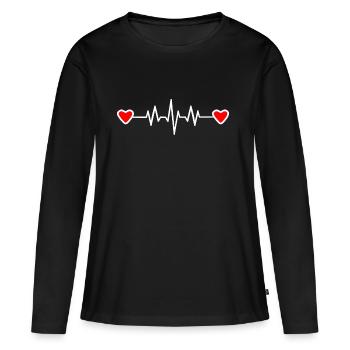 heartbeat Boobie Shirt Brust Brüste Herzschlag - Frauen Premium Bio Langarmshirt - Schwarz - Vorne - Julia (174cm)