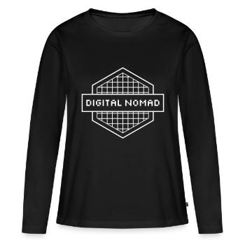 Numérique Nomade - Numérique Nomade - T-shirt manches longues Premium bio Femme - noir - Devant - Julia (174cm)
