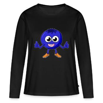 Blaubeere Cartoon - Frauen Premium Bio Langarmshirt - Schwarz - Vorne - Julia (174cm)