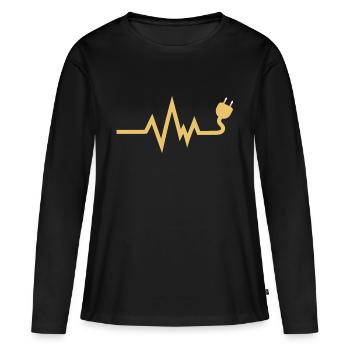 Électricien Câble Heartbeat Electricité - T-shirt manches longues Premium bio Femme - noir - Devant - Julia (174cm)