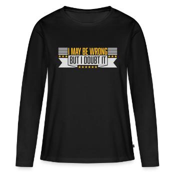 Je peux me tromper - T-shirt manches longues Premium bio Femme - noir - Devant - Julia (174cm)