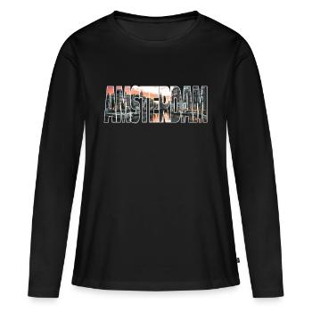 Amsterdam - T-shirt manches longues Premium bio Femme - noir - Devant - Julia (174cm)