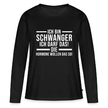 Mutter Schwangerschaft Schwanger Werdende Mama - Frauen Premium Bio Langarmshirt - Schwarz - Vorne - Julia (174cm)