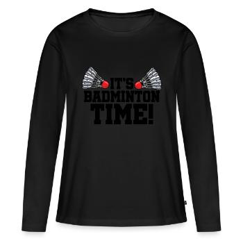 It's Badminton Time Graphic Badminton Player Shutt - Frauen Premium Bio Langarmshirt - Schwarz - Vorne - Julia (174cm)