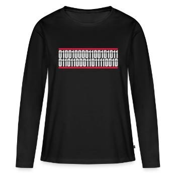 Binary Code Program Language - Women's Premium Organic Long Sleeve Shirt - black - Front - Julia (174cm)