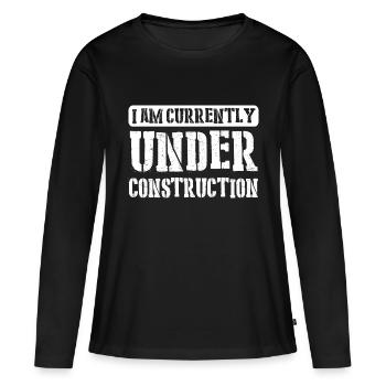 Je suis actuellement en construction 9 - T-shirt manches longues Premium bio Femme - noir - Devant - Julia (174cm)