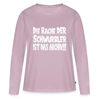 Die Rache der Schwurbler ist das Archiv - Frauen Premium Bio Langarmshirt - Altrosa - Vorne - Julia (174cm)