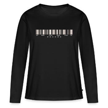 Code Strichcode Barcode Zahlen Einkauf Scan - Frauen Premium Bio Langarmshirt - Schwarz - Vorne - Julia (174cm)