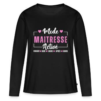 Mode maitresse activé cadeau maîtresse d' école - T-shirt manches longues Premium bio Femme - noir - Devant - Julia (174cm)