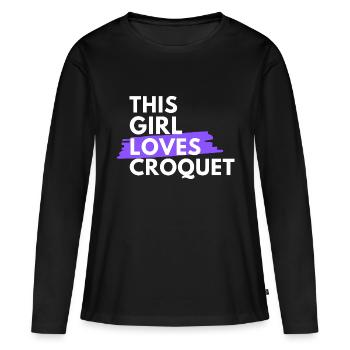 Cette fille aime le croquet - T-shirt manches longues Premium bio Femme - noir - Devant - Julia (174cm)