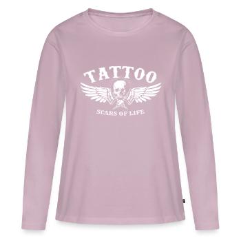 Cicatrices de tatouage de la vie - T-shirt manches longues Premium bio Femme - rose poudré - Devant - Julia (174cm)
