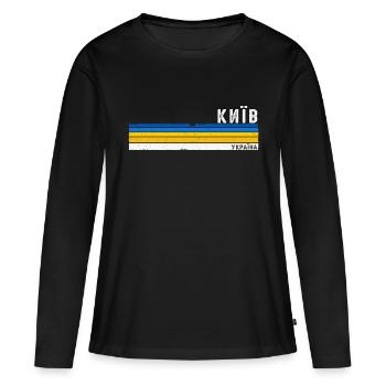 Fiers d’aimer Kiev - Célébrez le patrimoine ukrainien - T-shirt manches longues Premium bio Femme - noir - Devant - Julia (174cm)