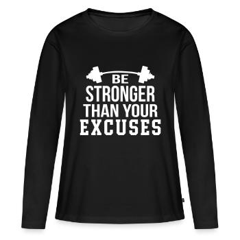 Soyez plus fort - T-shirt manches longues Premium bio Femme - noir - Devant - Julia (174cm)