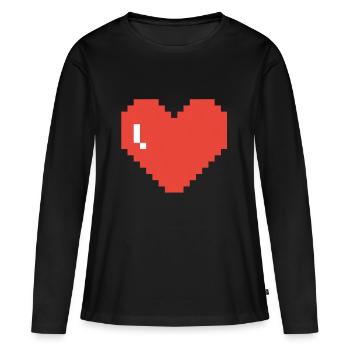 Grand Pixel Art de coeur - T-shirt manches longues Premium bio Femme - noir - Devant - Julia (174cm)