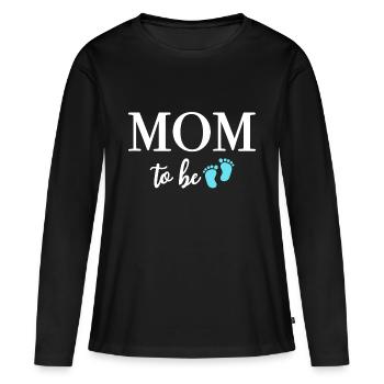 MOM TO BE Junge Baby Schwangerschaftsankündigung - Frauen Premium Bio Langarmshirt - Schwarz - Vorne - Julia (174cm)