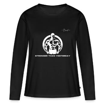 Stronger Than Yesterday - Frauen Premium Bio Langarmshirt - Schwarz - Vorne - Julia (174cm)