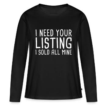 J’ai besoin de votre annonce, j’ai vendu tout le mien - T-shirt manches longues Premium bio Femme - noir - Devant - Julia (174cm)