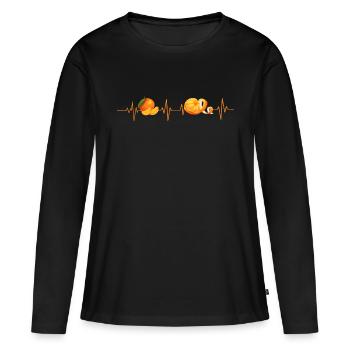 Mandarine Herzschlag - Geschenkidee - Frauen Premium Bio Langarmshirt - Schwarz - Vorne - Julia (174cm)
