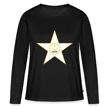 T-shirt Rhode Island Fan – Élégant et unique - T-shirt manches longues Premium bio Femme - noir - Devant - Julia (174cm)