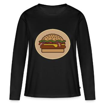 Cheeseburger - T-shirt manches longues Premium bio Femme - noir - Devant - Julia (174cm)