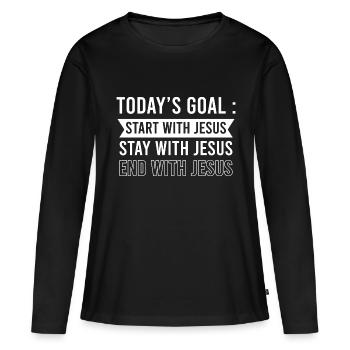 Bible Verse la Bible - T-shirt manches longues Premium bio Femme - noir - Devant - Julia (174cm)