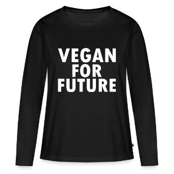 Vegan for future - T-shirt manches longues Premium bio Femme - noir - Devant - Julia (174cm)