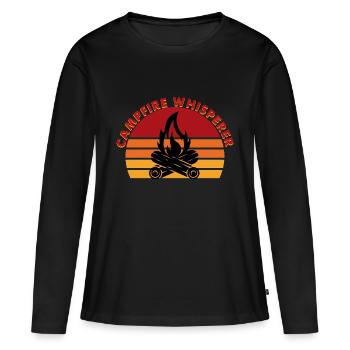 Camping autour d’un feu de camp - T-shirt manches longues Premium bio Femme - noir - Devant - Julia (174cm)
