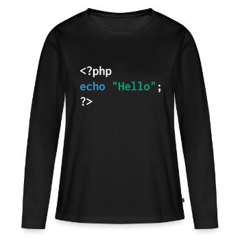 Développeur php web humour drôle - T-shirt manches longues Premium bio Femme - noir - Devant - Julia (174cm)