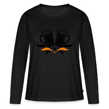 Verre à bière Chope de bière Bière - T-shirt manches longues Premium bio Femme - noir - Devant - Julia (174cm)