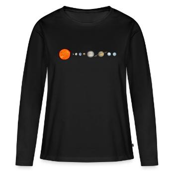 Système solaire - T-shirt manches longues Premium bio Femme - noir - Devant - Julia (174cm)