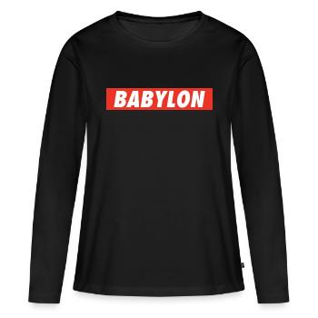 Babylon Down Rasta Reggae Rastafari One Love Roots - T-shirt manches longues Premium bio Femme - noir - Devant - Julia (174cm)