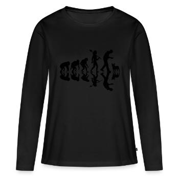 Evolution Bouledogue Français Frenchie Dog Lover Bulldo - T-shirt manches longues Premium bio Femme - noir - Devant - Julia (174cm)