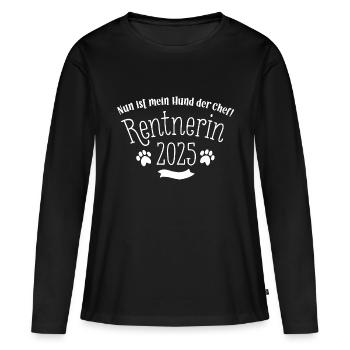 Rentnerin 2025 Geschenk Rente Oma Hund - Frauen Premium Bio Langarmshirt - Schwarz - Vorne - Julia (174cm)