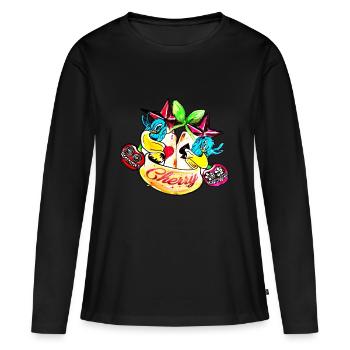 Cherry Rockabilly - T-shirt manches longues Premium bio Femme - noir - Devant - Julia (174cm)