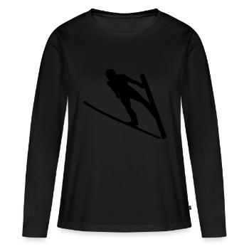 Skispringer Figure Saut à ski Articles de fan hiver - T-shirt manches longues Premium bio Femme - noir - Devant - Julia (174cm)