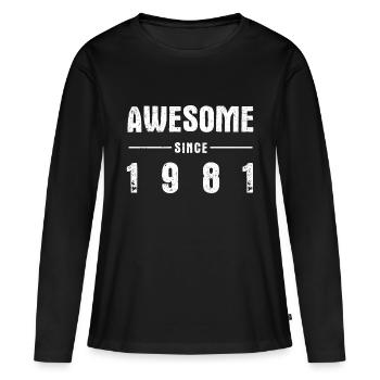 Awesome -since- 1981 - Frauen Premium Bio Langarmshirt - Schwarz - Vorne - Julia (174cm)