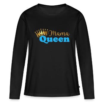Mama queen - maman reine - cadeau fête des mères - T-shirt manches longues Premium bio Femme - noir - Devant - Julia (174cm)