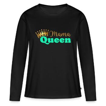 Mama queen - maman reine - cadeau fête des mères - T-shirt manches longues Premium bio Femme - noir - Devant - Julia (174cm)