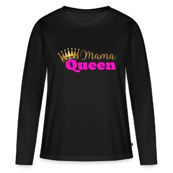 Mama queen - maman reine - cadeau fête des mères - T-shirt manches longues Premium bio Femme - noir - Devant - Julia (174cm)